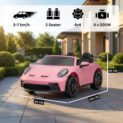 Elektrické autíčko Porsche 911 24V s pohonom 4x4,  ružové