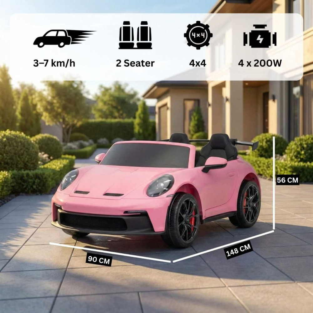 Elektrické autíčko Porsche 911 24V s pohonom 4x4,  ružové