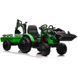 Zánovný elektrický traktor TOP-WORKER 12V s naberačkami a prívesom,  Jednomiestne