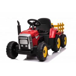 Elektrický Traktor WORKERS s vlečkou,  červený