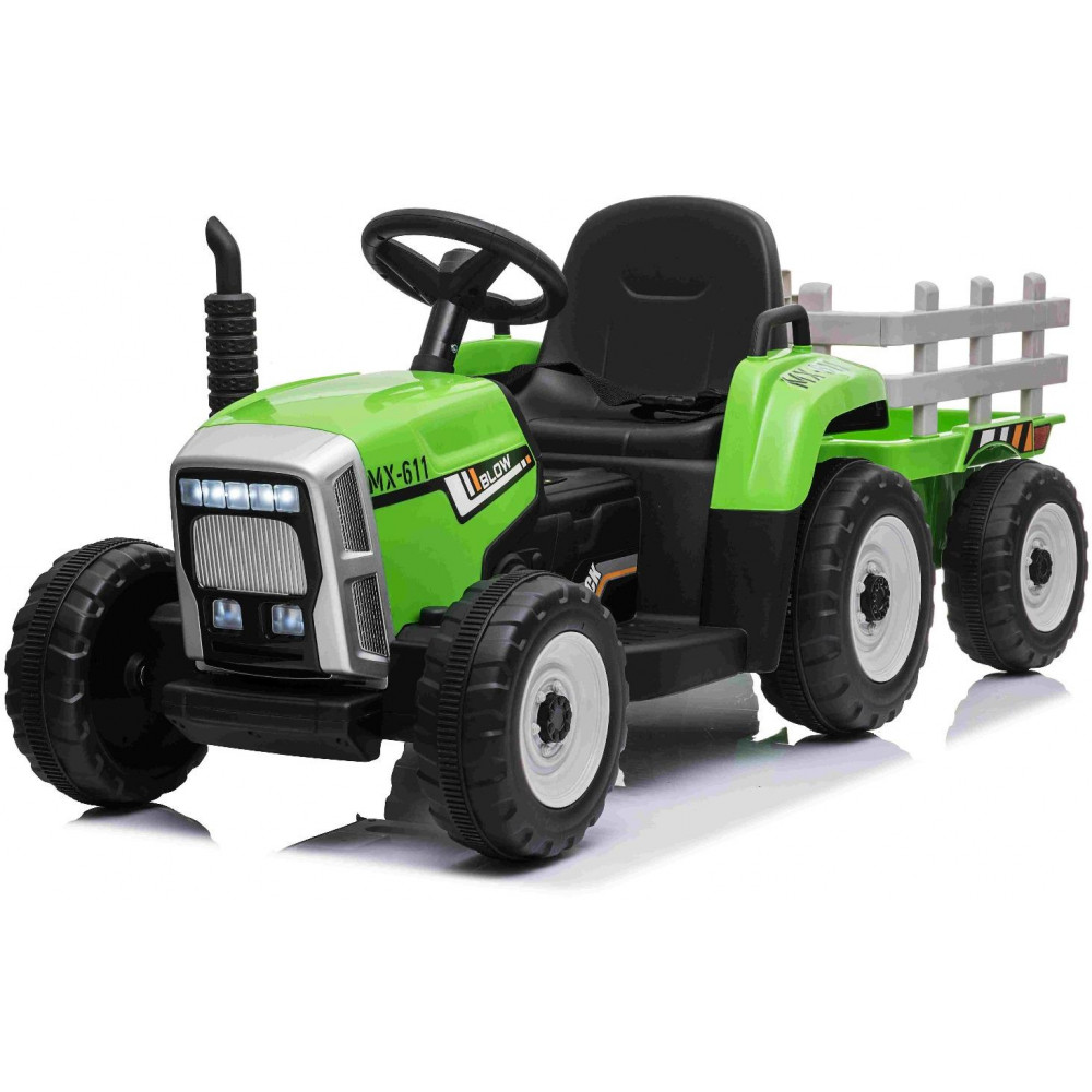 Elektrický Traktor WORKERS s vlečkou,  zelený