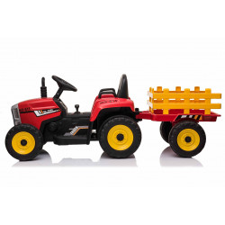 Elektrický Traktor WORKERS s vlečkou,  červený
