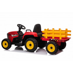 Elektrický Traktor WORKERS s vlečkou,  červený