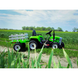 Elektrický Traktor WORKERS s vlečkou,  zelený
