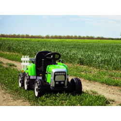 Elektrický Traktor WORKERS s vlečkou,  zelený