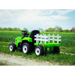 Elektrický Traktor WORKERS s vlečkou,  zelený