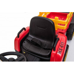 Elektrický Traktor WORKERS s vlečkou,  červený