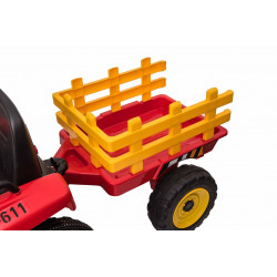 Elektrický Traktor WORKERS s vlečkou,  červený