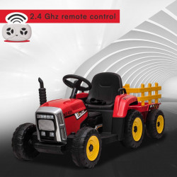 Elektrický Traktor WORKERS s vlečkou,  červený