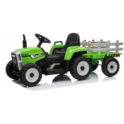 Elektrický Traktor WORKERS s vlečkou,  zelený