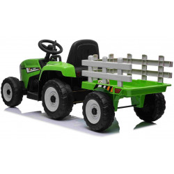 Elektrický Traktor WORKERS s vlečkou,  zelený