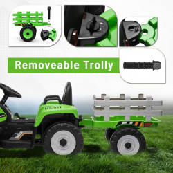 Elektrický Traktor WORKERS s vlečkou,  zelený